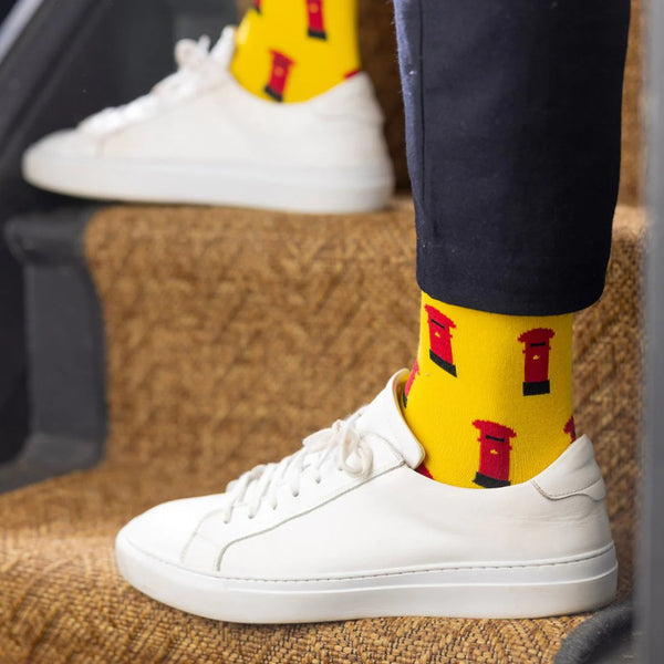 Swole Panda Red Post Box Socks - Yellow