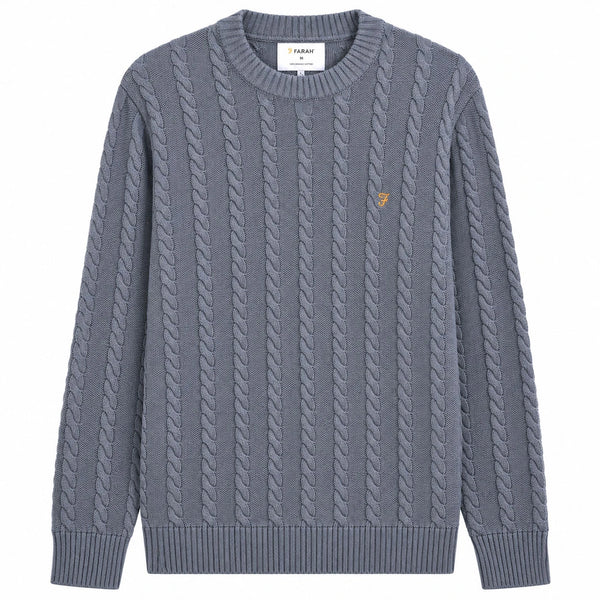 Farah Knight Cable Sweater - Icelandic Blue