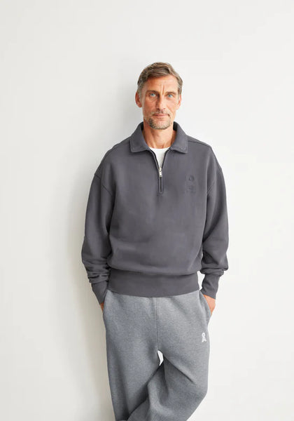 Armed Angels Iconic Troyer GMT Dye Zip Sweat - Dark Steel Washed (Grey)