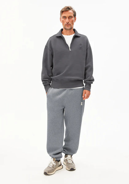 Armed Angels Iconic Troyer GMT Dye Zip Sweat - Dark Steel Washed (Grey)