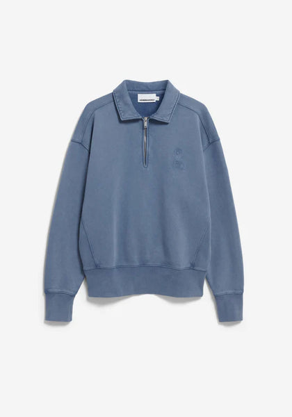 Armed Angels Iconic Troyer GMT Dye Zip Sweat - Nightshadow Washed (Blue)