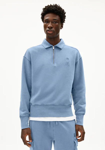 Armed Angels Iconic Troyer GMT Dye Zip Sweat - Nightshadow Washed (Blue)
