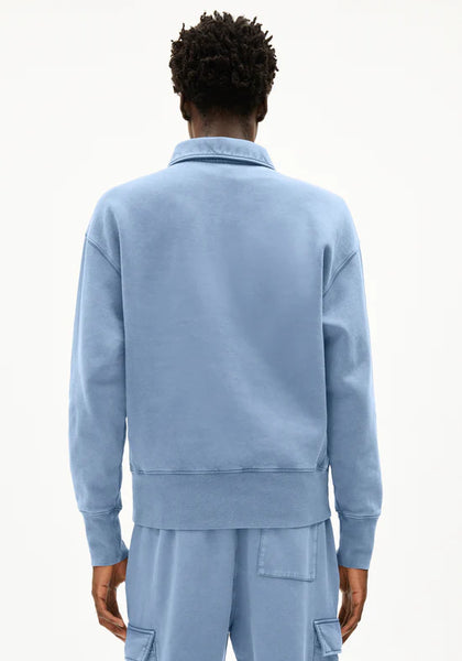 Armed Angels Iconic Troyer GMT Dye Zip Sweat - Nightshadow Washed (Blue)