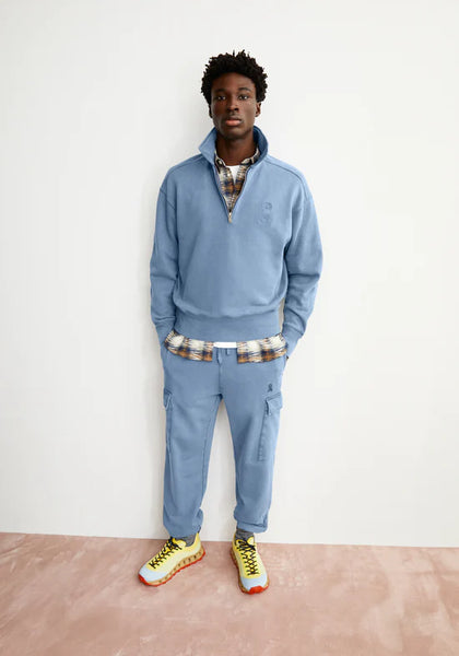 Armed Angels Iconic Troyer GMT Dye Zip Sweat - Nightshadow Washed (Blue)