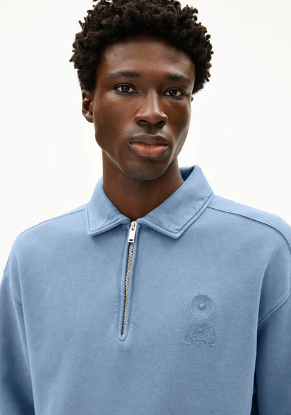 Armed Angels Iconic Troyer GMT Dye Zip Sweat - Nightshadow Washed (Blue)