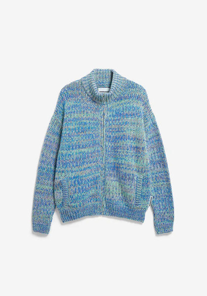Armed Angels Un-Wasted Knit Troyer Cardigan Jacket - smart lilac-apple neon-dynamo blue