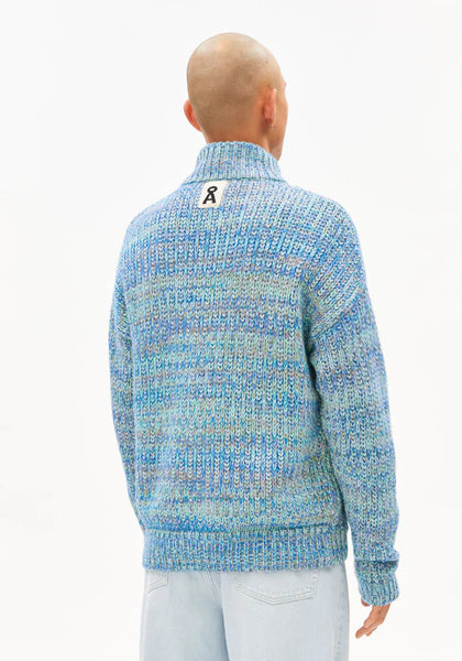 Armed Angels Un-Wasted Knit Troyer Cardigan Jacket - smart lilac-apple neon-dynamo blue