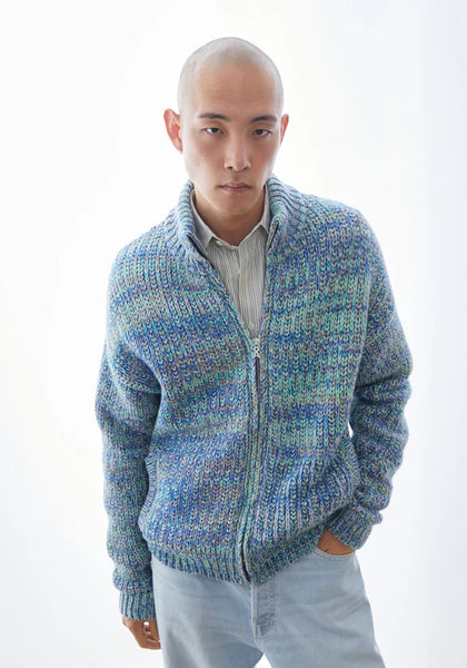 Armed Angels Un-Wasted Knit Troyer Cardigan Jacket - smart lilac-apple neon-dynamo blue