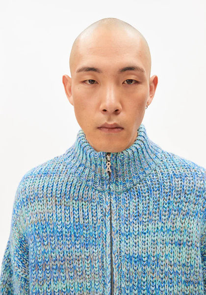 Armed Angels Un-Wasted Knit Troyer Cardigan Jacket - smart lilac-apple neon-dynamo blue