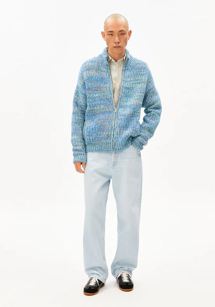 Armed Angels Un-Wasted Knit Troyer Cardigan Jacket - smart lilac-apple neon-dynamo blue
