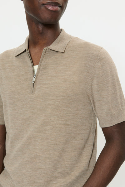 Matinique Mapolo Knit Zip Polo - Khaki Mel.