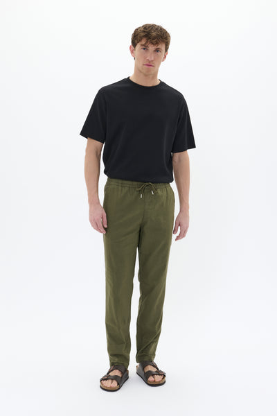 Matanique Mabarton Linen Trousers - Olive Night