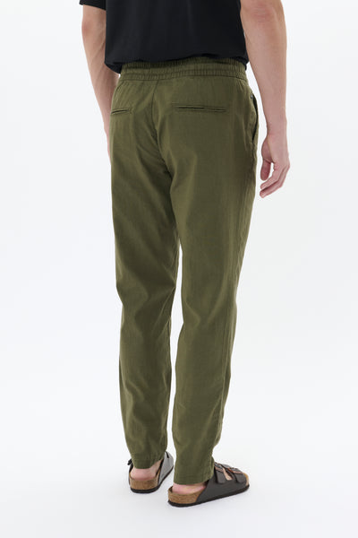 Matanique Mabarton Linen Trousers - Olive Night