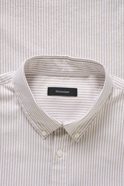 Matinique Striped Matrostol L/S Shirt - Kelp (Light Brown)