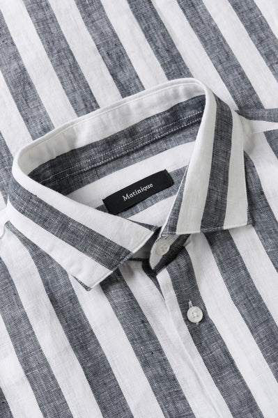 Matinique Mamarc Stripe Linen Shirt - Dark Navy