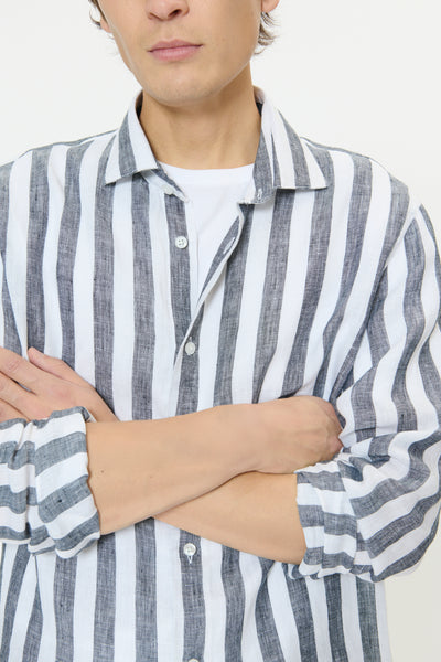 Matinique Mamarc Stripe Linen Shirt - Dark Navy