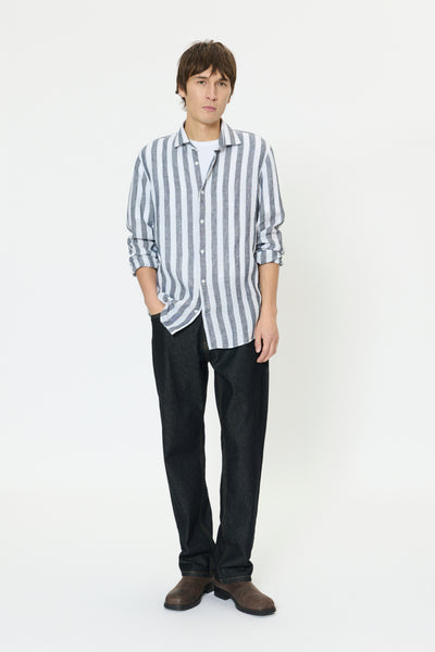 Matinique Mamarc Stripe Linen Shirt - Dark Navy