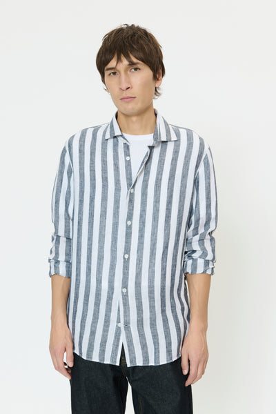 Matinique Mamarc Stripe Linen Shirt - Dark Navy