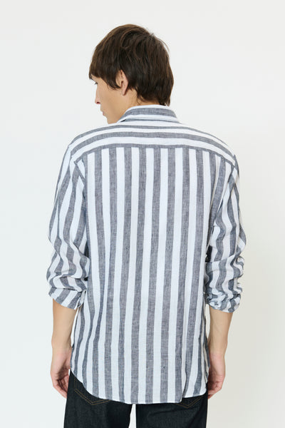 Matinique Mamarc Stripe Linen Shirt - Dark Navy