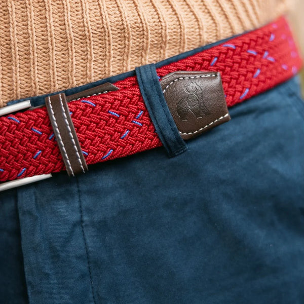 Swole Panda Woven Belt - Red/Blue Dot