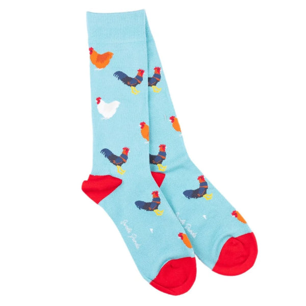 Swole Panda Bamboo Rooster Sock - Blue