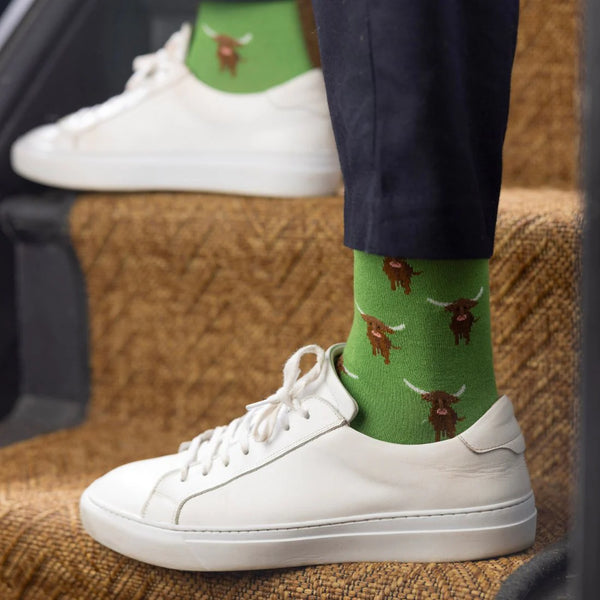 Swole Panda Highland Cow Socks - Green