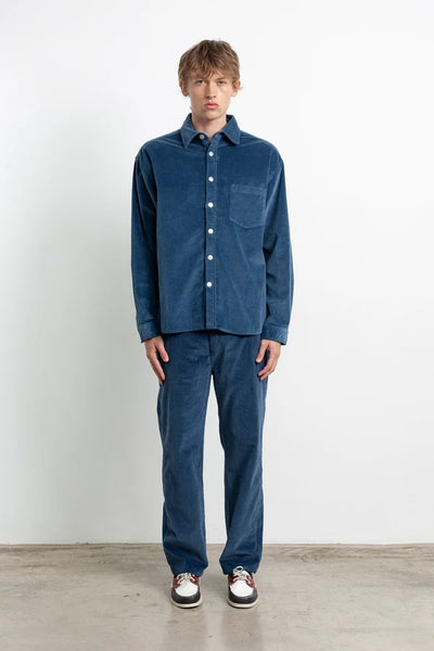Edmmond L/S Cord John Overshirt - Blue