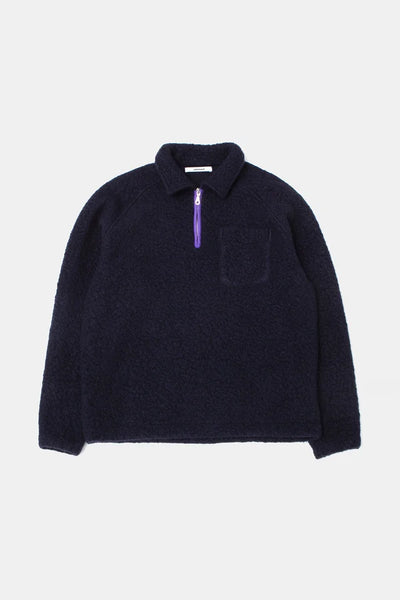 Edmmond Unconventional Zip Logo Fleece - Dark Navy