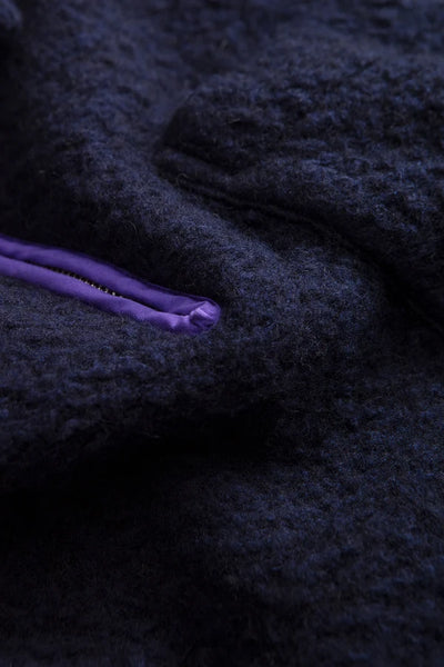 Edmmond Unconventional Zip Logo Fleece - Dark Navy