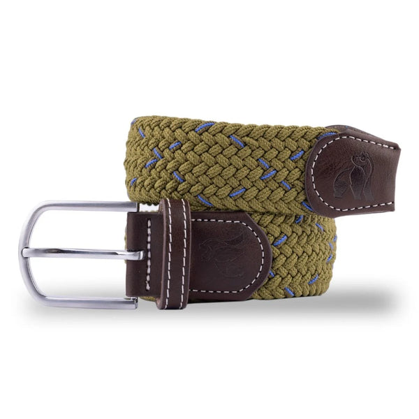 Swole Panda Woven Belt - Khaki/Blue Dot