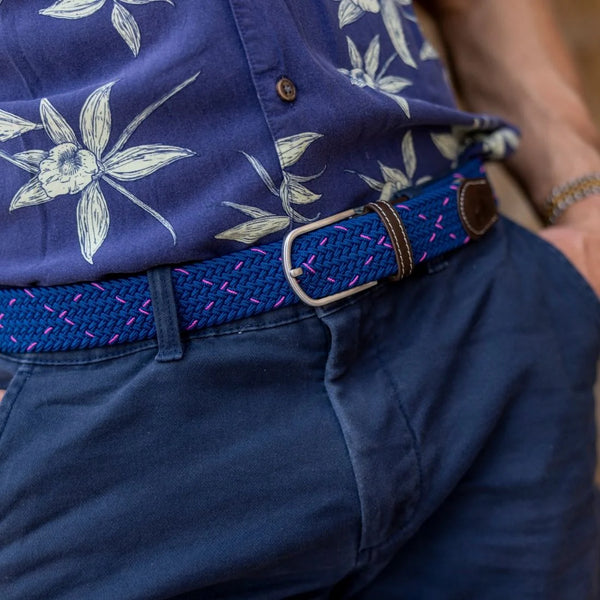 Swole Panda REPREVE®Woven Belt - Navy/Pink Dot