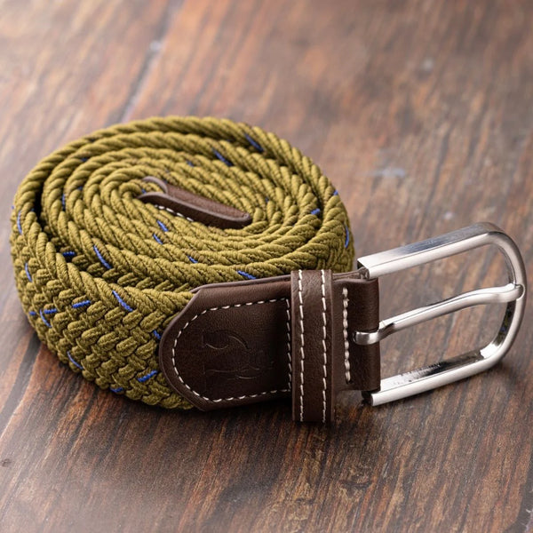 Swole Panda Woven Belt - Khaki/Blue Dot