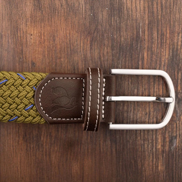 Swole Panda Woven Belt - Khaki/Blue Dot