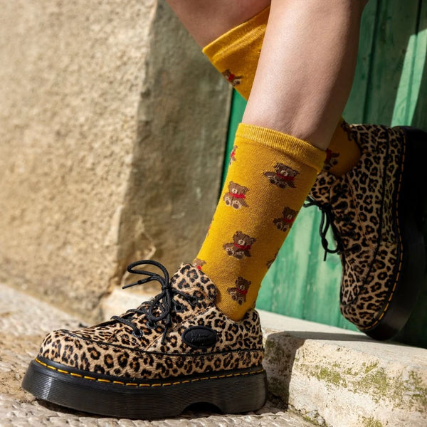 Swole Panda Teddy Bear Socks - Yellow