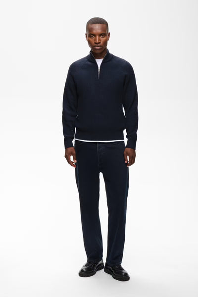 Matinique Mahellson Half Zip Knit  - Dark Navy
