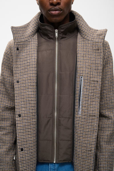 Matinique Harvey N Check Overcoat - Turkish Coffee