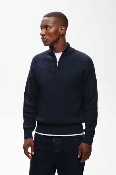 Matinique Mahellson Half Zip Knit  - Dark Navy
