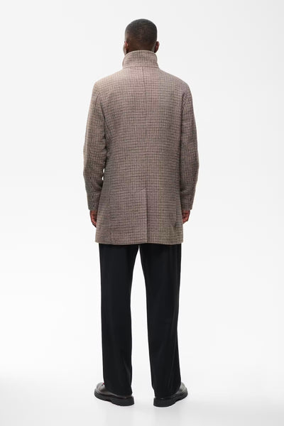 Matinique Harvey N Check Overcoat - Turkish Coffee
