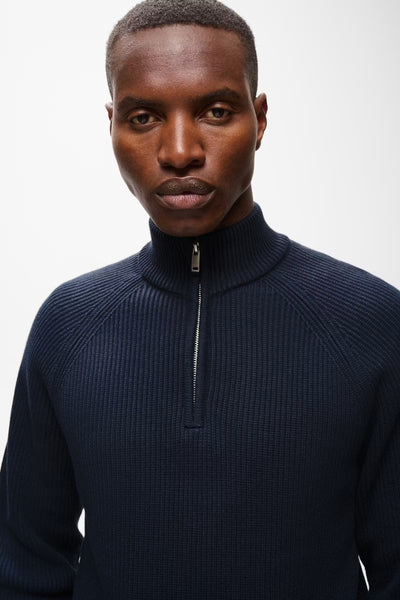 Matinique Mahellson Half Zip Knit  - Dark Navy