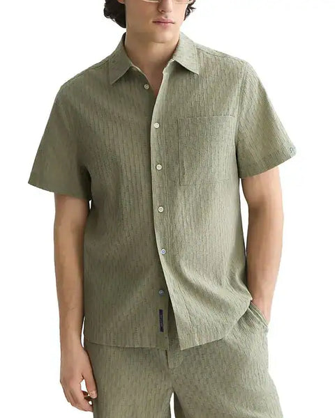 Scotch & Soda Jacquard Seersucker S/S Shirt - Oil Green