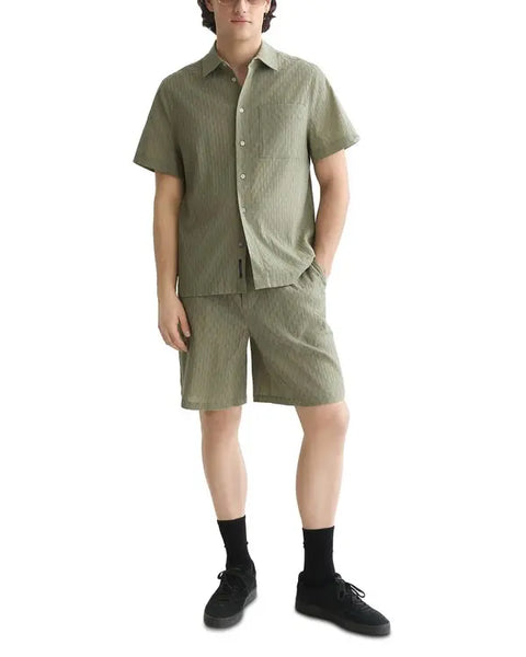 Scotch & Soda Jacquard Seersucker S/S Shirt - Oil Green