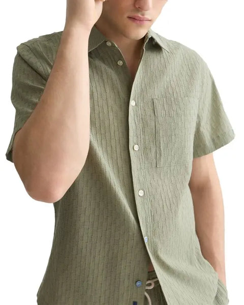 Scotch & Soda Jacquard Seersucker S/S Shirt - Oil Green