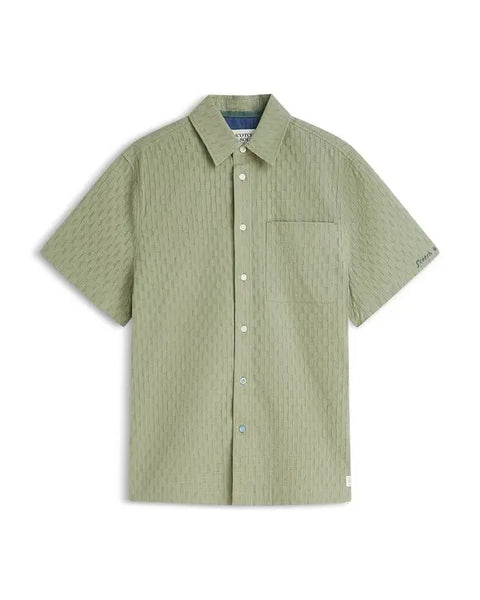 Scotch & Soda Jacquard Seersucker S/S Shirt - Oil Green