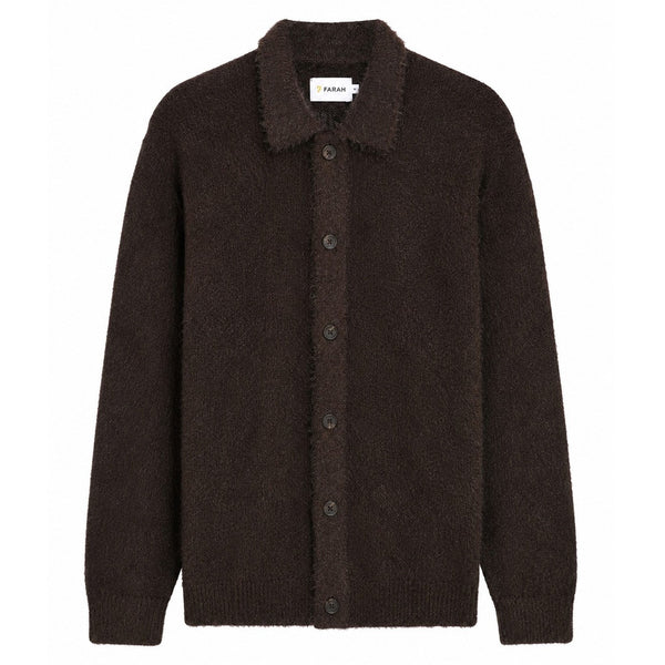 Farah Harman Hairy F Tab Cardigan - Dark Brown