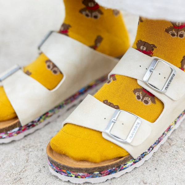 Swole Panda Teddy Bear Socks - Yellow