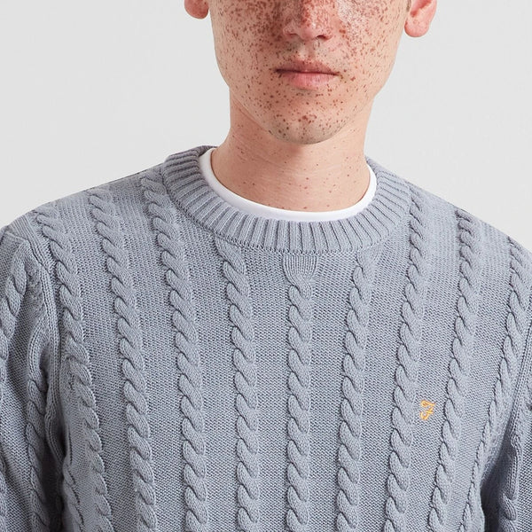 Farah Knight Cable Sweater - Icelandic Blue