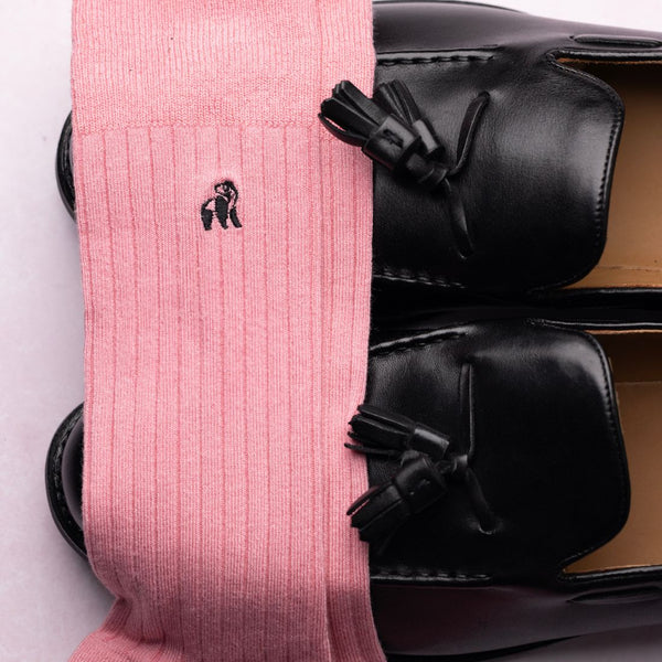 Swole Panda Ribbed Socks - Light Pink