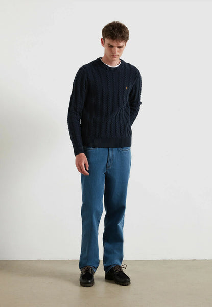 Farah Knight Cable Sweater - Navy