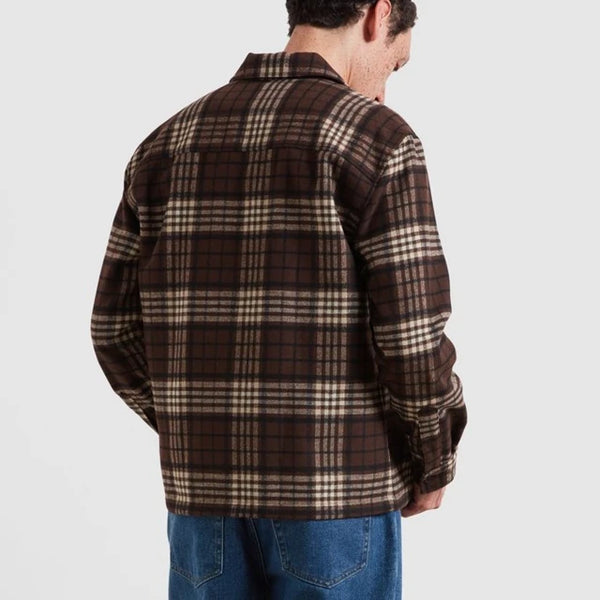Farah Asher Check Zip Overshirt - Dark Brown