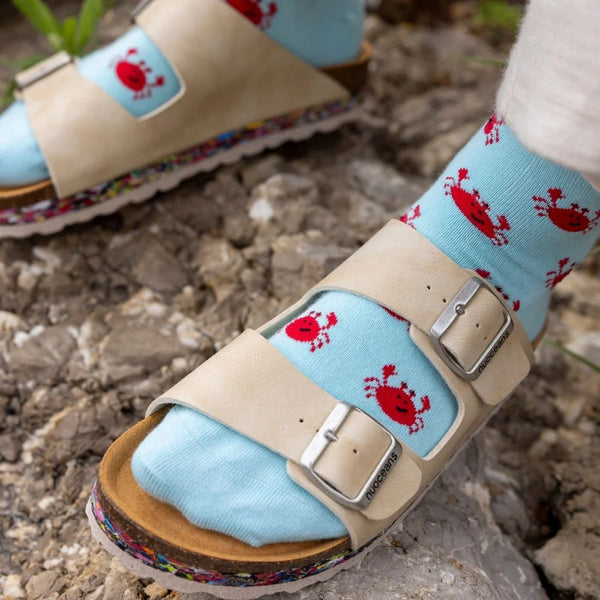 Swole Panda Bamboo Crab Sock - Sky Blue